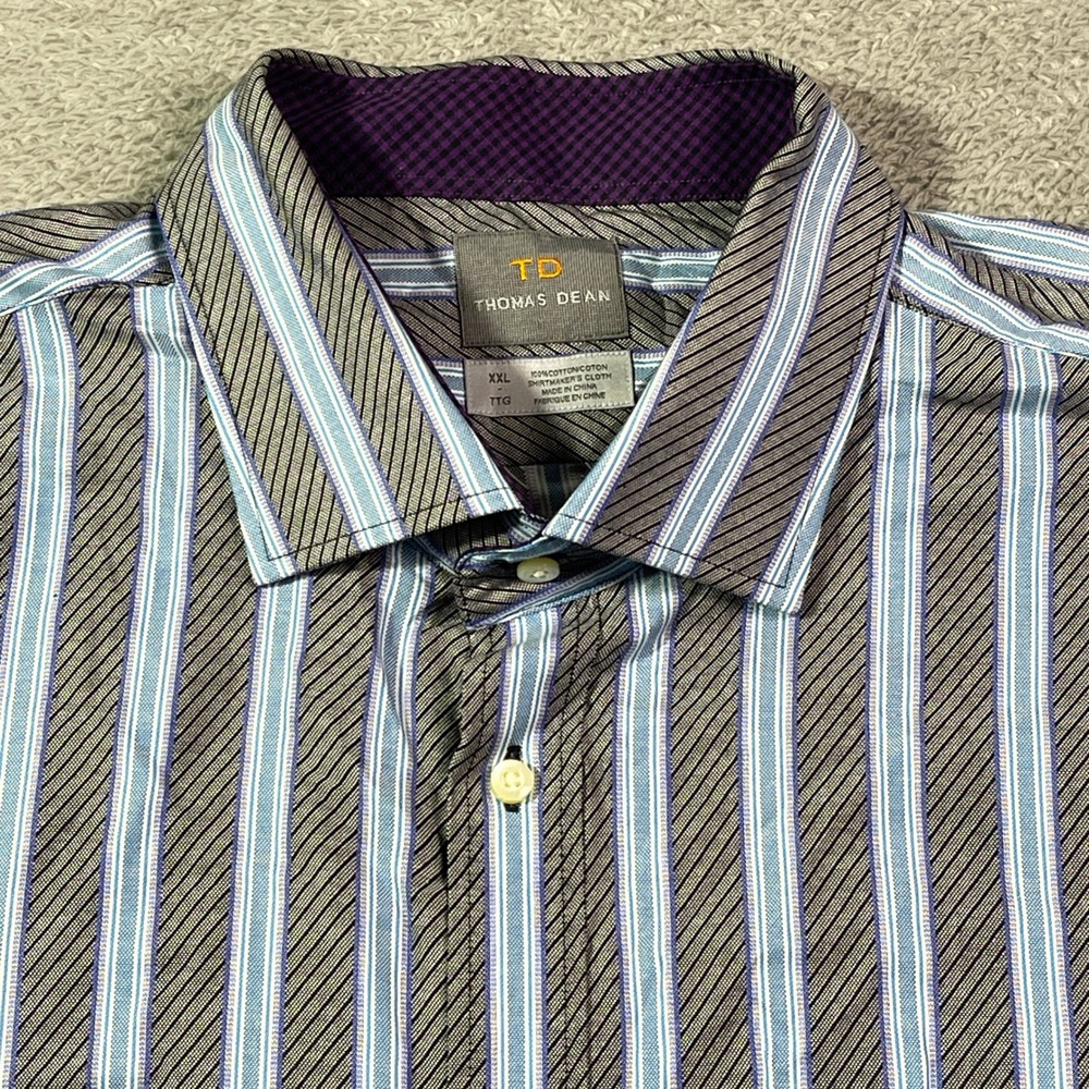 Thomas Dean XXL Striped Long Sleeve‎ Button Up Shirt Men's Casual Meeting Office